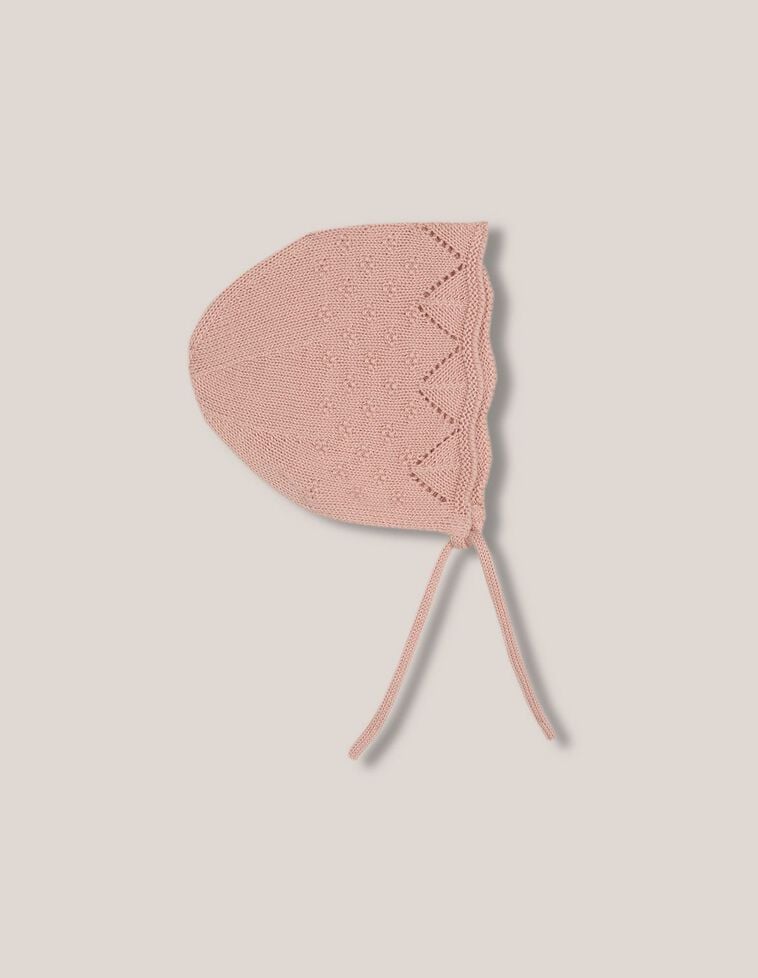 Bonnet ajouré finition vague rose
