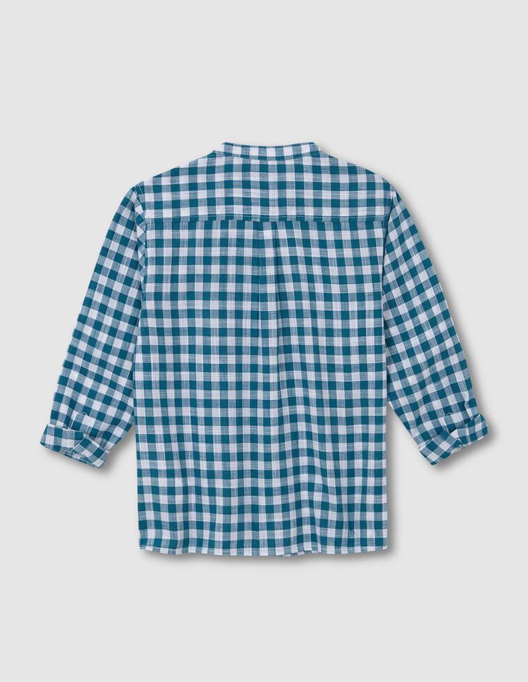 Camisa com padrão de xadrez vichy  verde petróleo