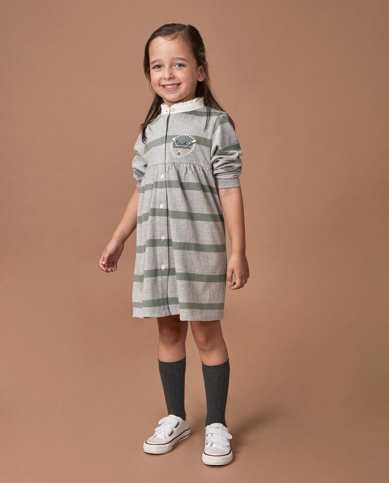 Vestido polo cinzento &agrave;s riscas menina