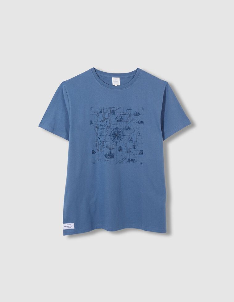 Maglietta con stampa color blu medio 