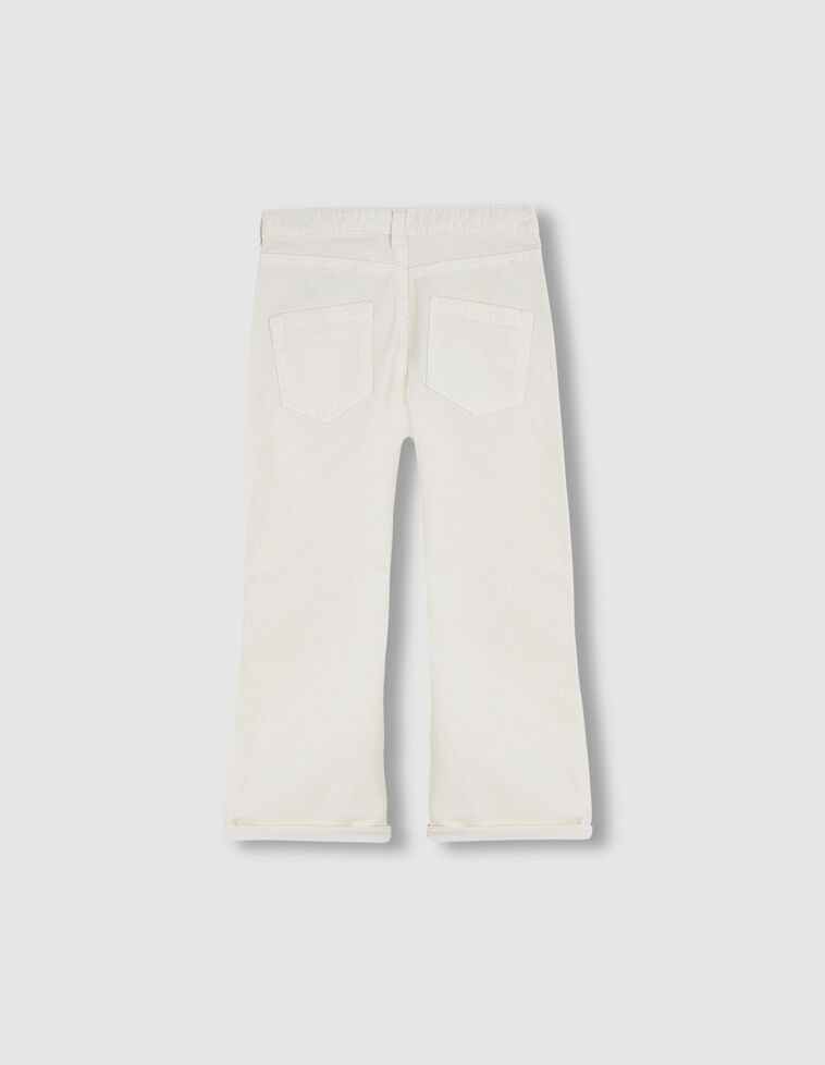 Pantalon évasé en velours côtelé écru