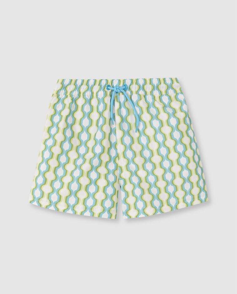 Maillot de bain imprim&eacute; g&eacute;om&eacute;trique bleu-vert