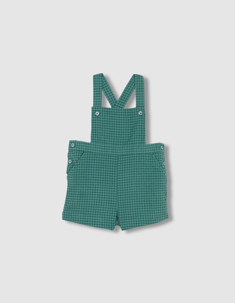 Salopette courte vichy vert