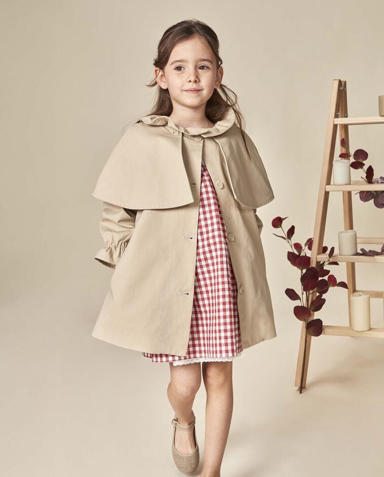 Cappotto con mantella rimovibile marrone
