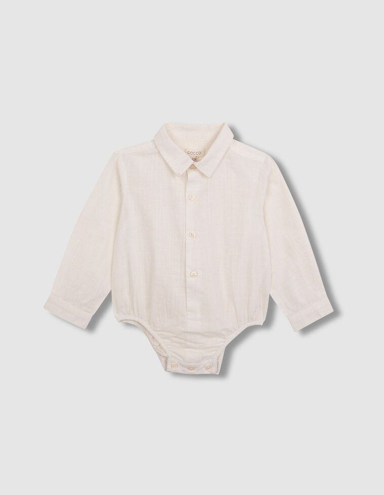 Camicia body con colletto a punta bianca