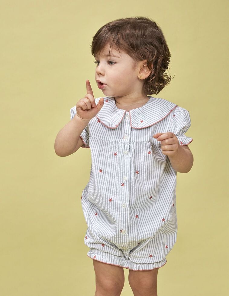 Pyjama rayé à étoiles blanches