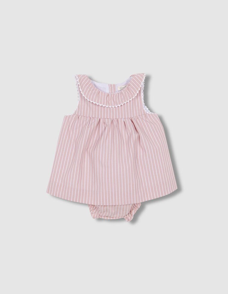Vestito a righe con colletto grande color rosa antico