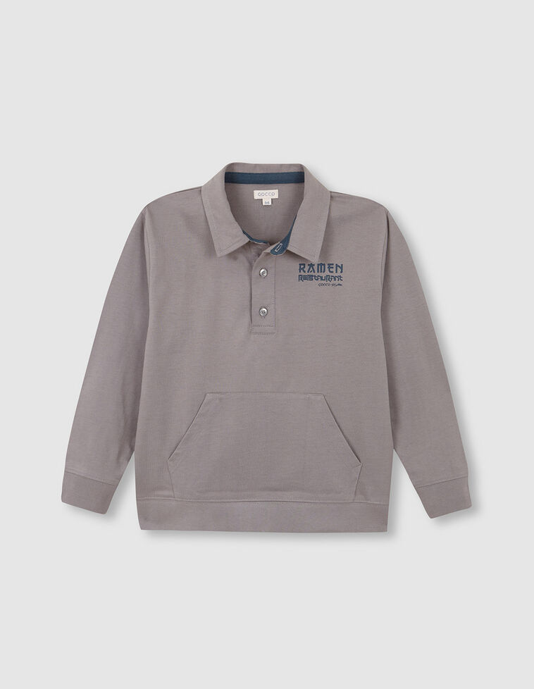 Polo con grafica ramen grigio