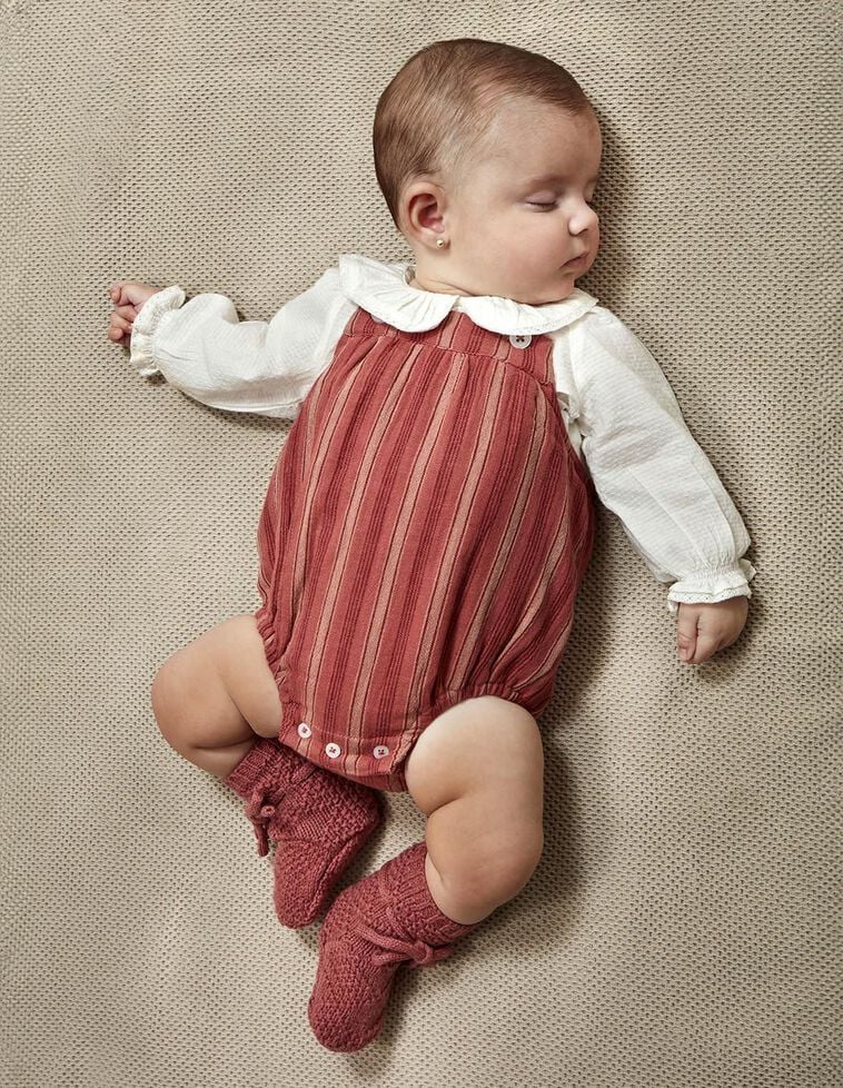 Camicia collo bebè con finiture ricamate bianca