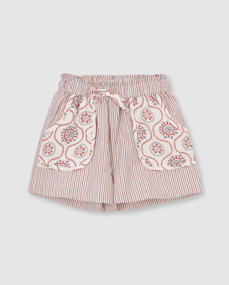 Jupe-culotte en tissus contrast&eacute;s blanche