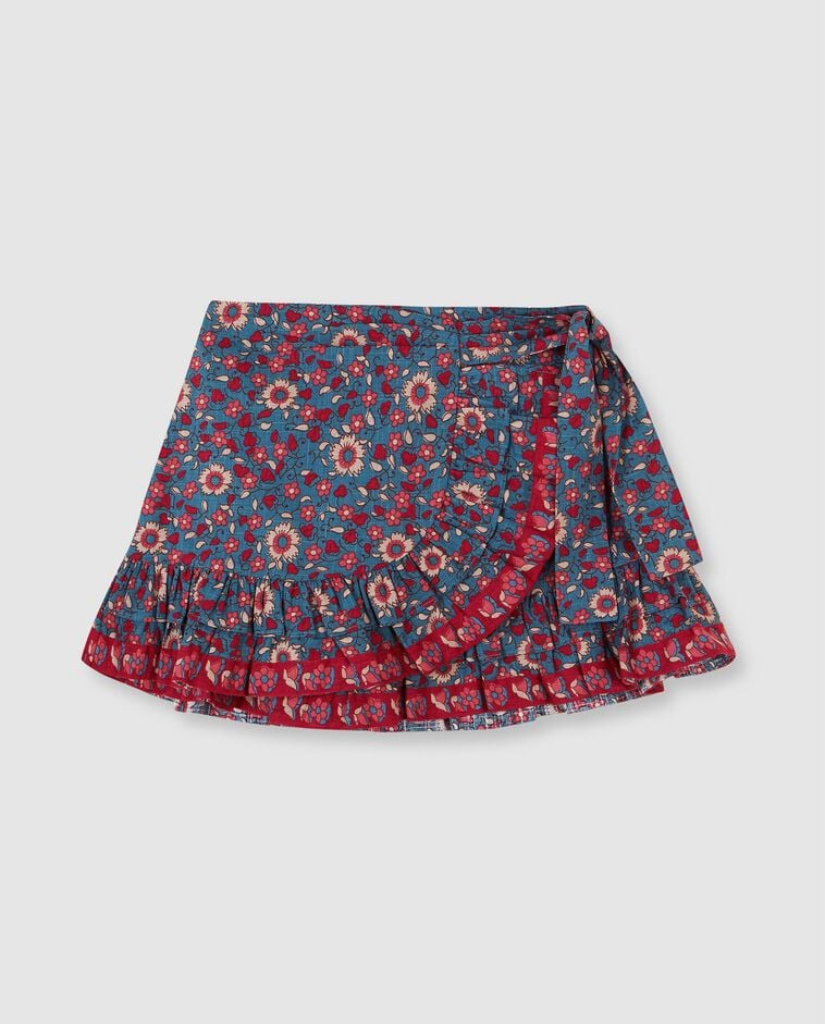 Jupe &agrave; maxi volant bleue