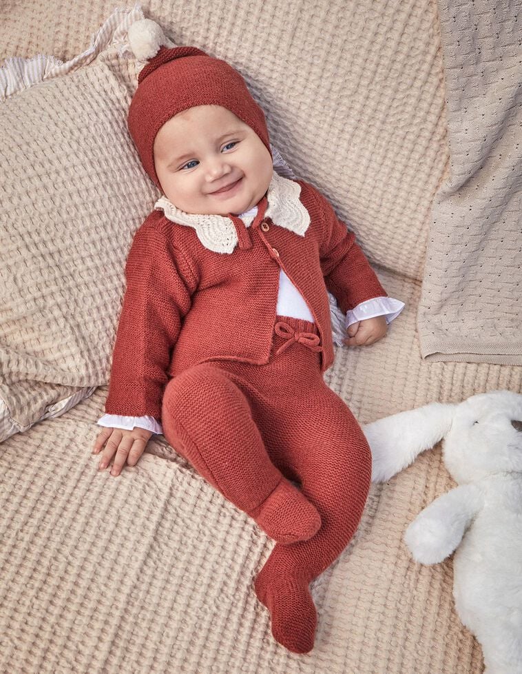 Cardigan Avec Col En Contraste Rouge Fonc&eacute;