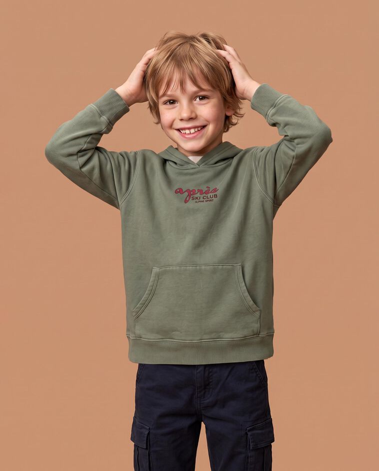 Gr&uuml;nes Sweatshirt mit Apr&egrave;s-Ski-Print Jungen