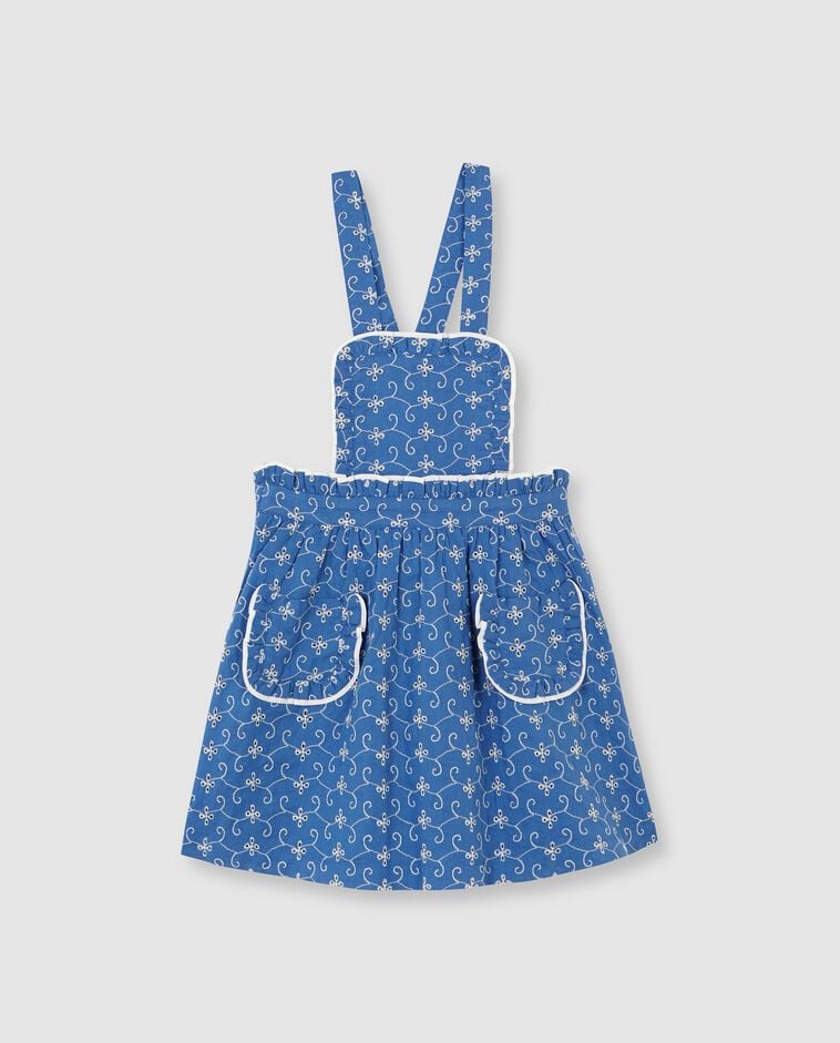 Robe chasuble &agrave; volant &agrave; la taille bleu