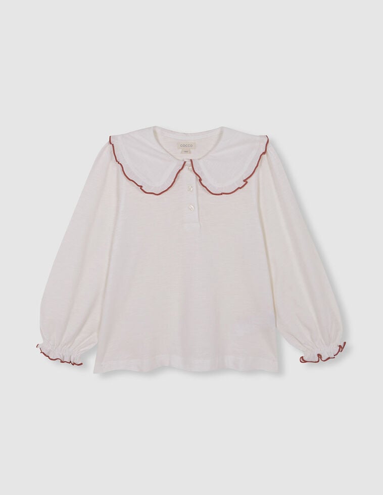 T-shirt avec détail au col et aux poignets blanc