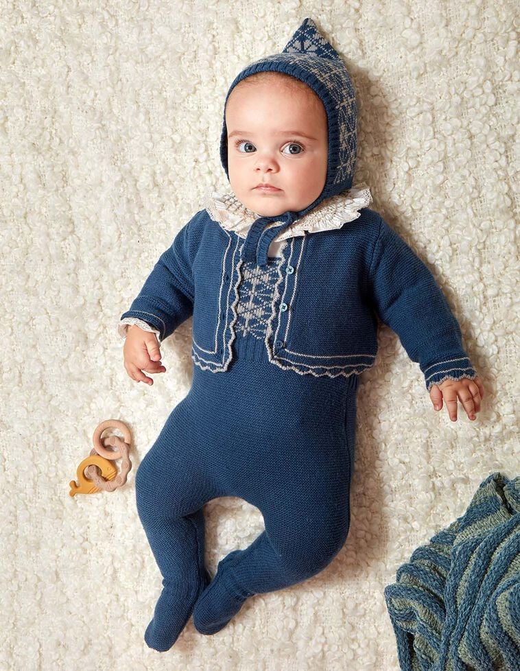 Veste en tricot bleu