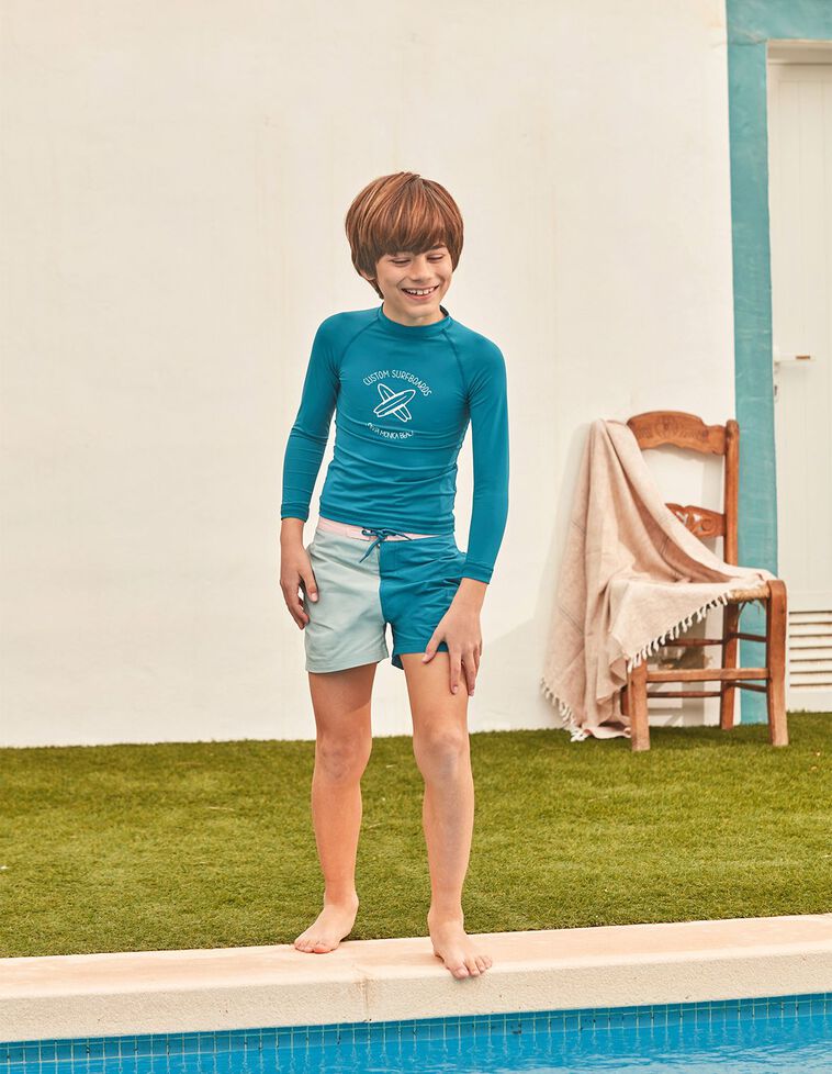 Costume da bagno tricolore verde petrolio