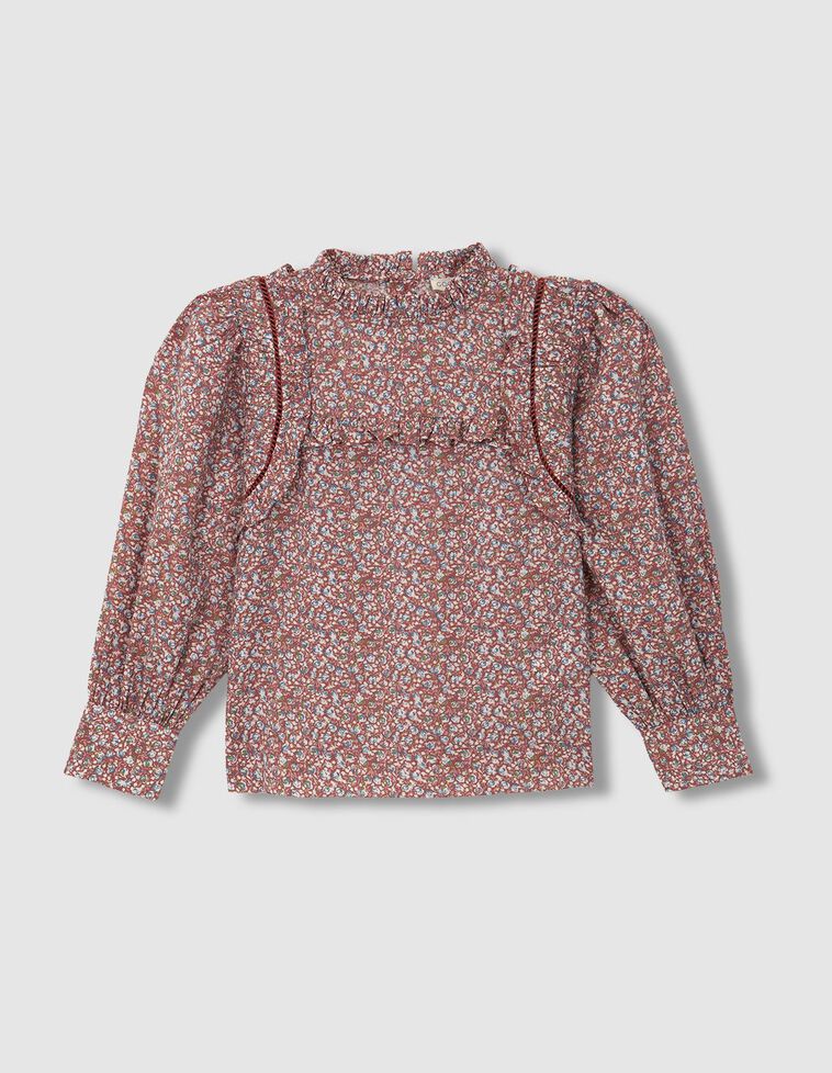 Blouse imprimé fleurs grenat