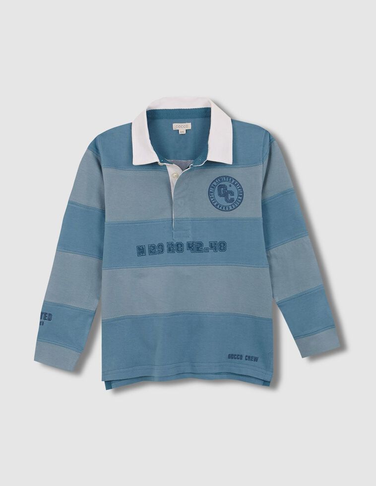 Polo rayé avec écusson bleu clair