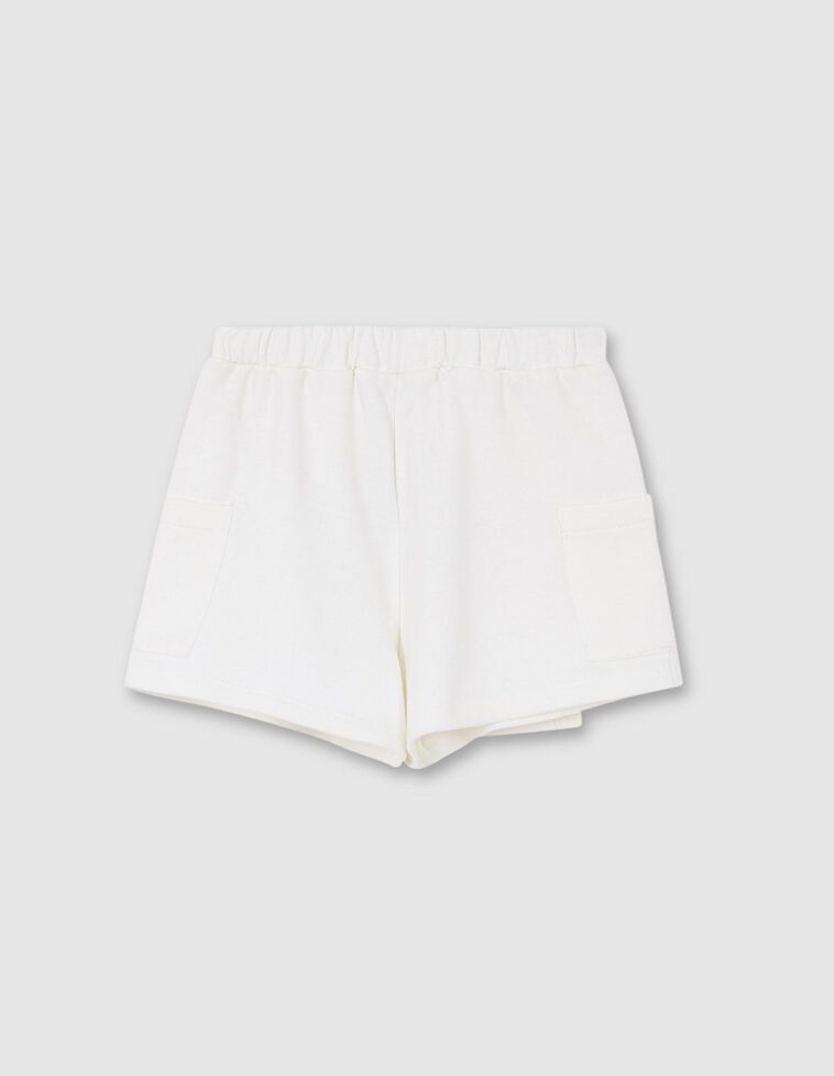 Gonna pantalone in pile color bianco sporco 