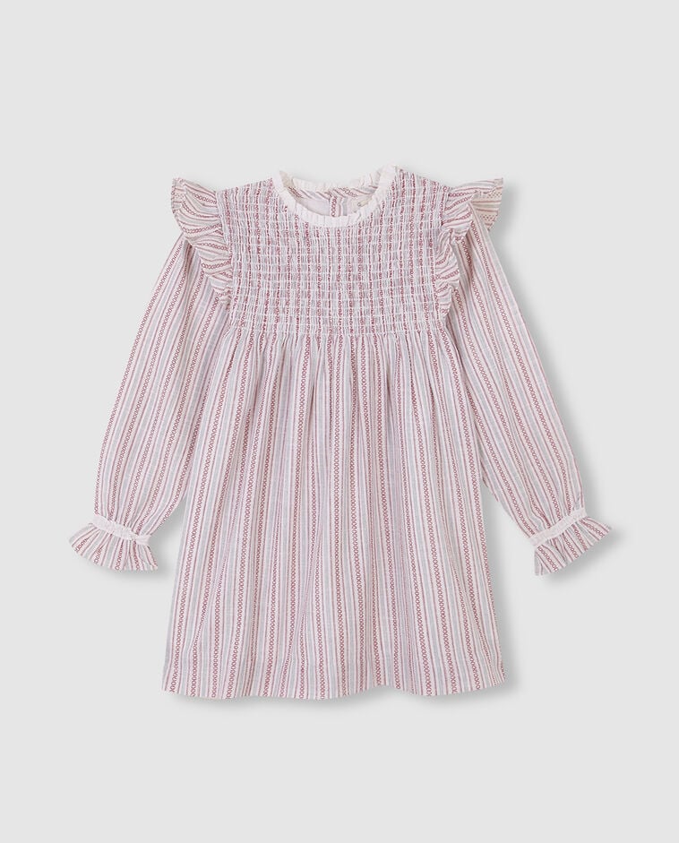 Vestido branco &agrave;s riscas menina