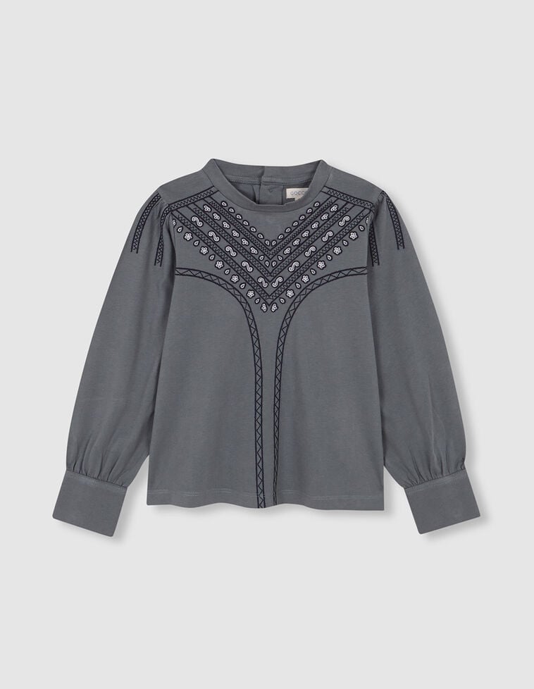 T-shirt brodé vert foncé