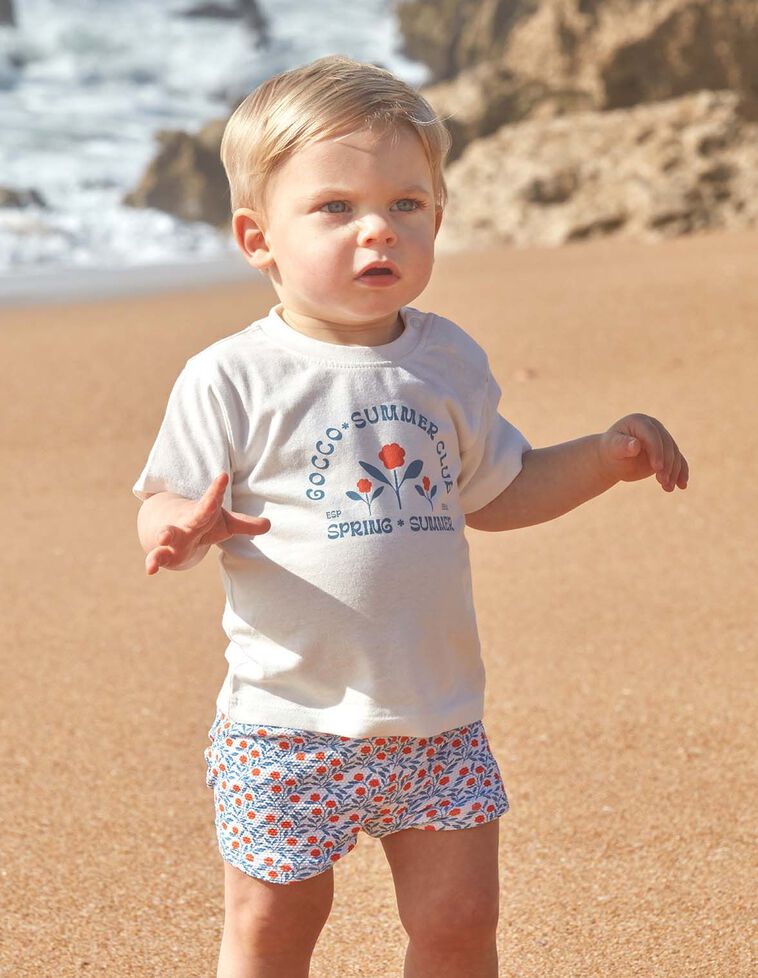T-shirt imprimé fleurs orange blanc