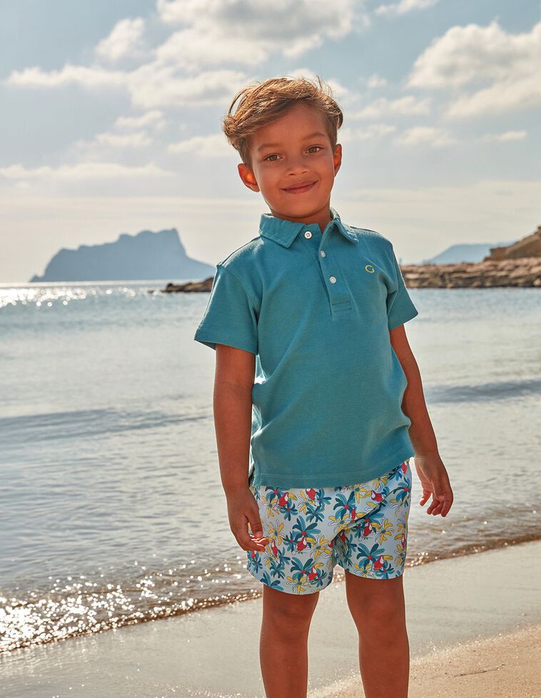 Polo in piqué color turchese