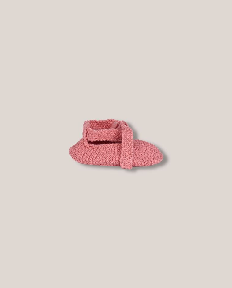 Babieschuhe in Reisstrick in Korallenrot
