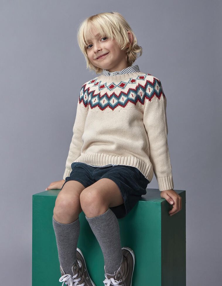 Pull en laine avec motif grec pierre