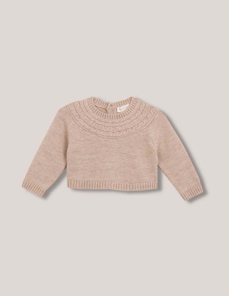 Pull avec laine et huit marron clair