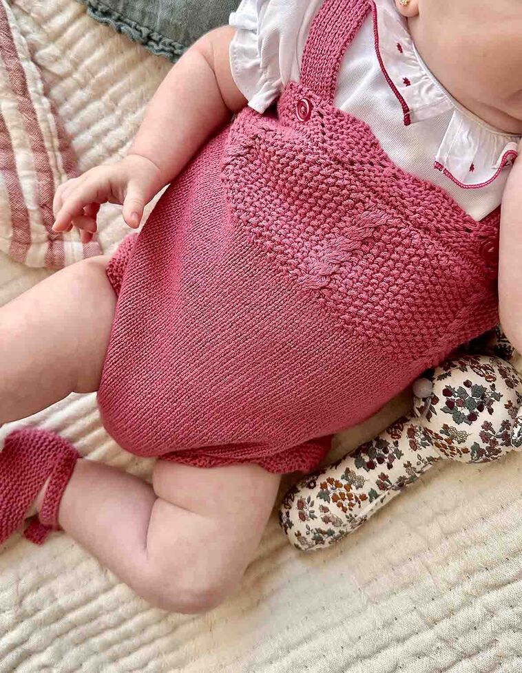 Babygrow sem pernas de malha rosa