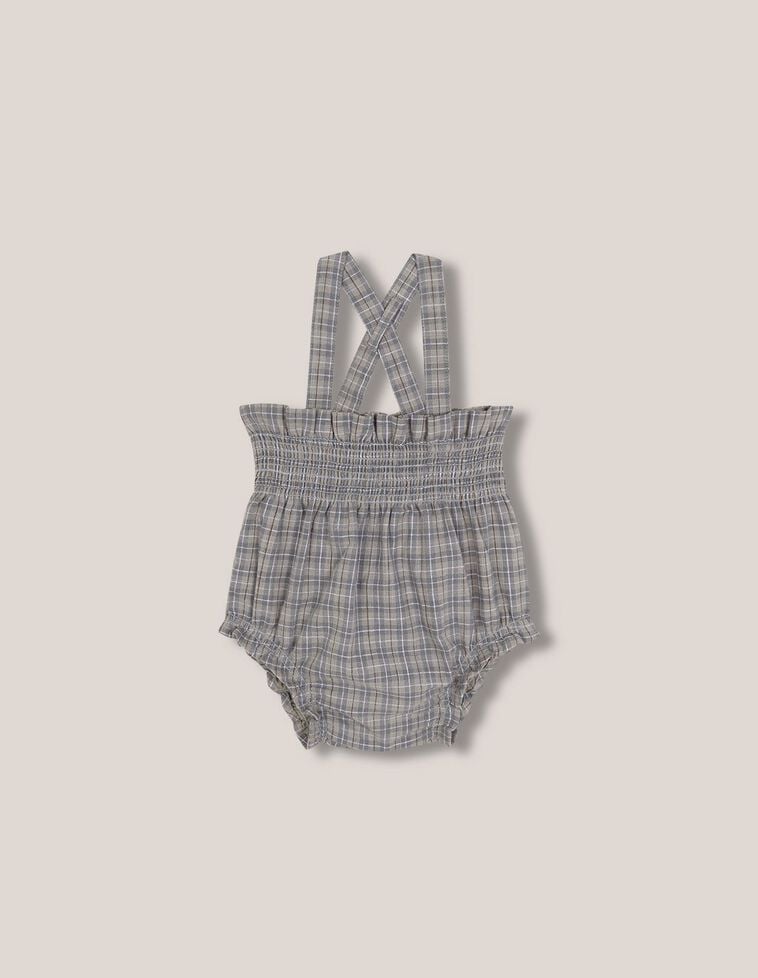Pantalon bouffant à carreaux avec bretelles vertes