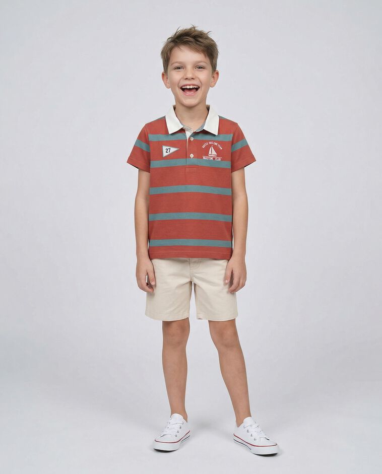 Polo riscas coral