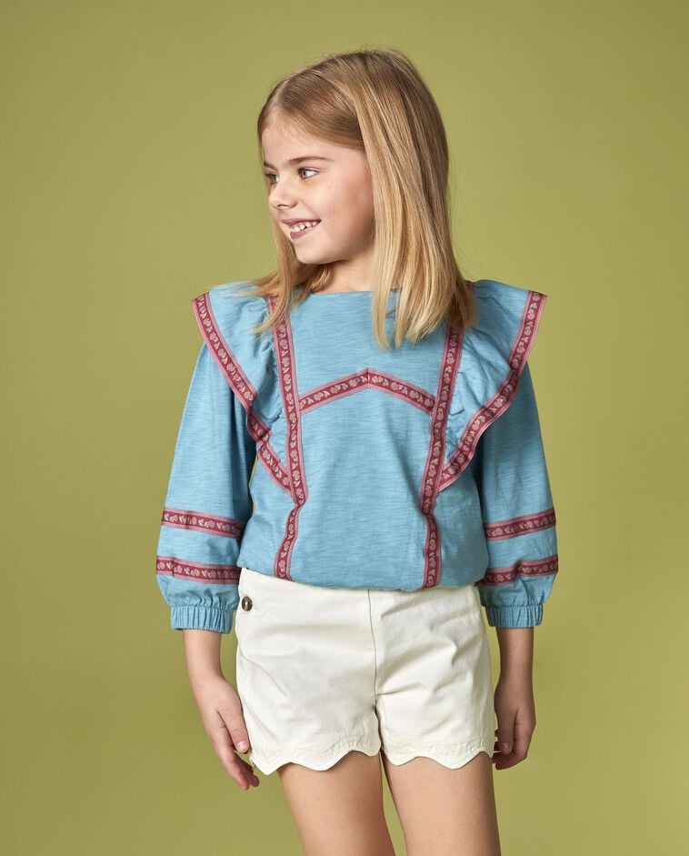 T-shirt com vivos a contraste azul