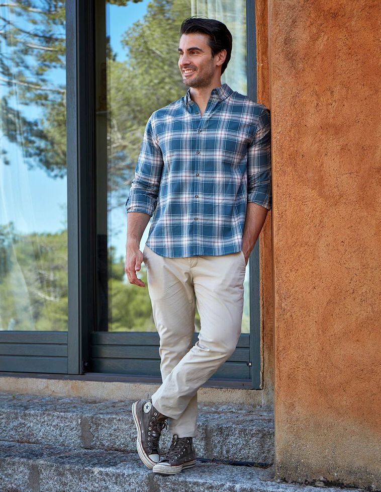 Chemise dad grise à carreaux