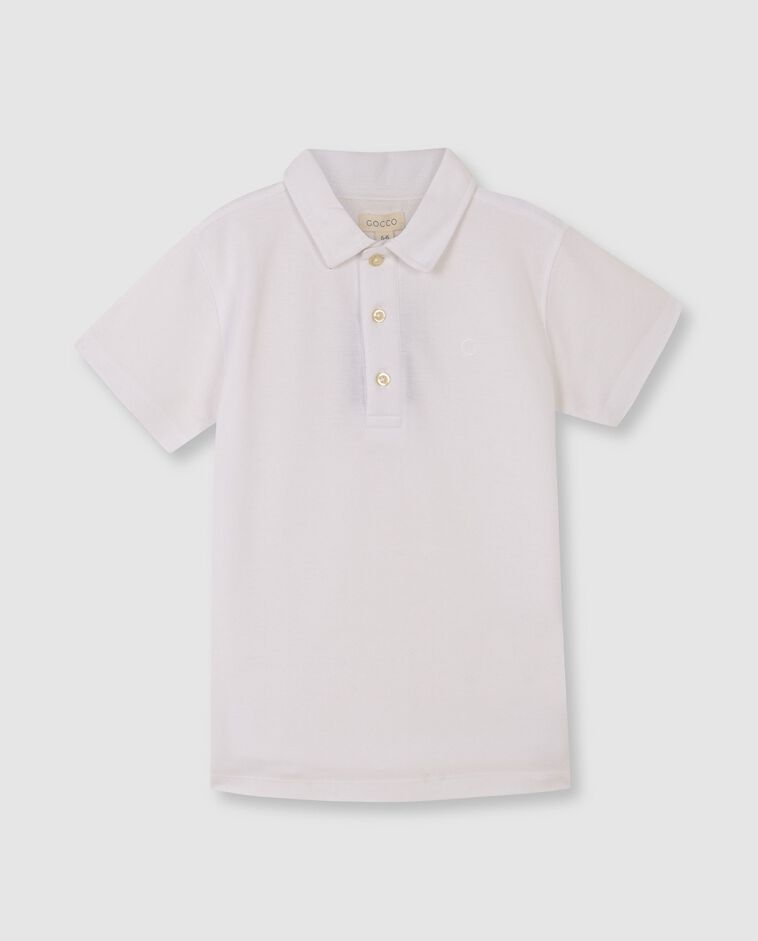 Polo b&aacute;sico de pique branco/a