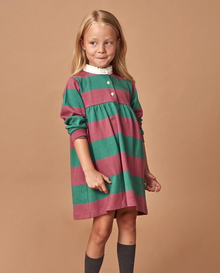 Vestido polo rosa com patch menina