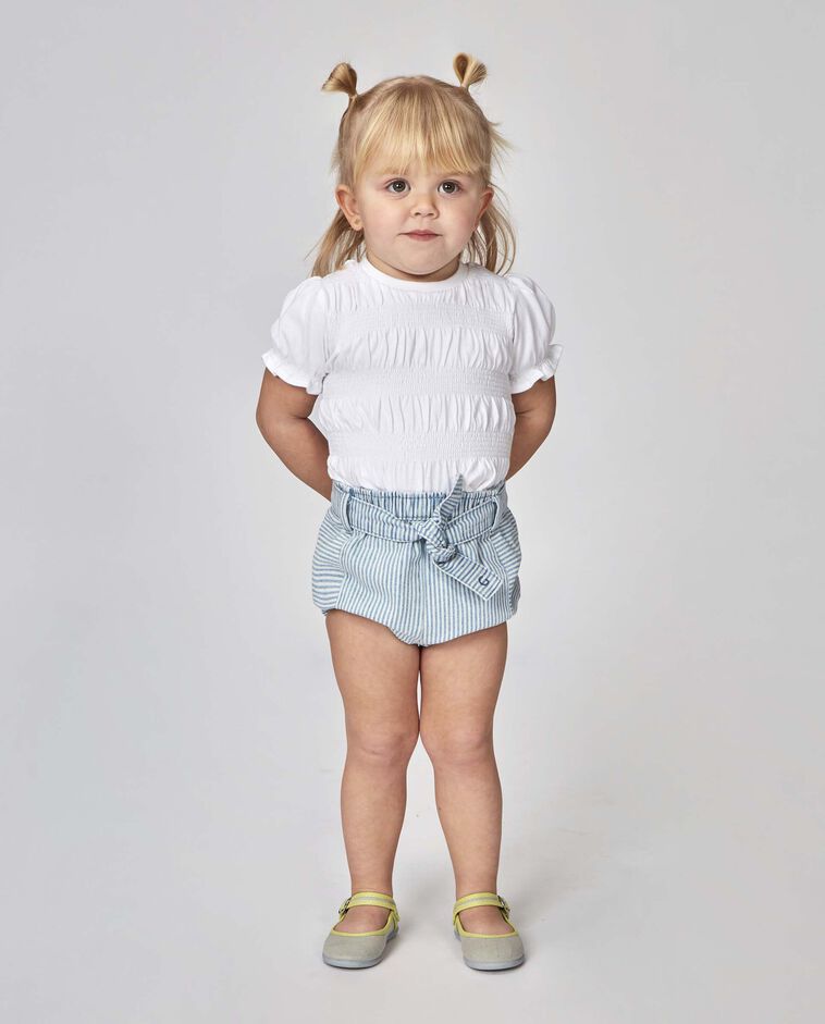 T-shirt smock&eacute; blanc