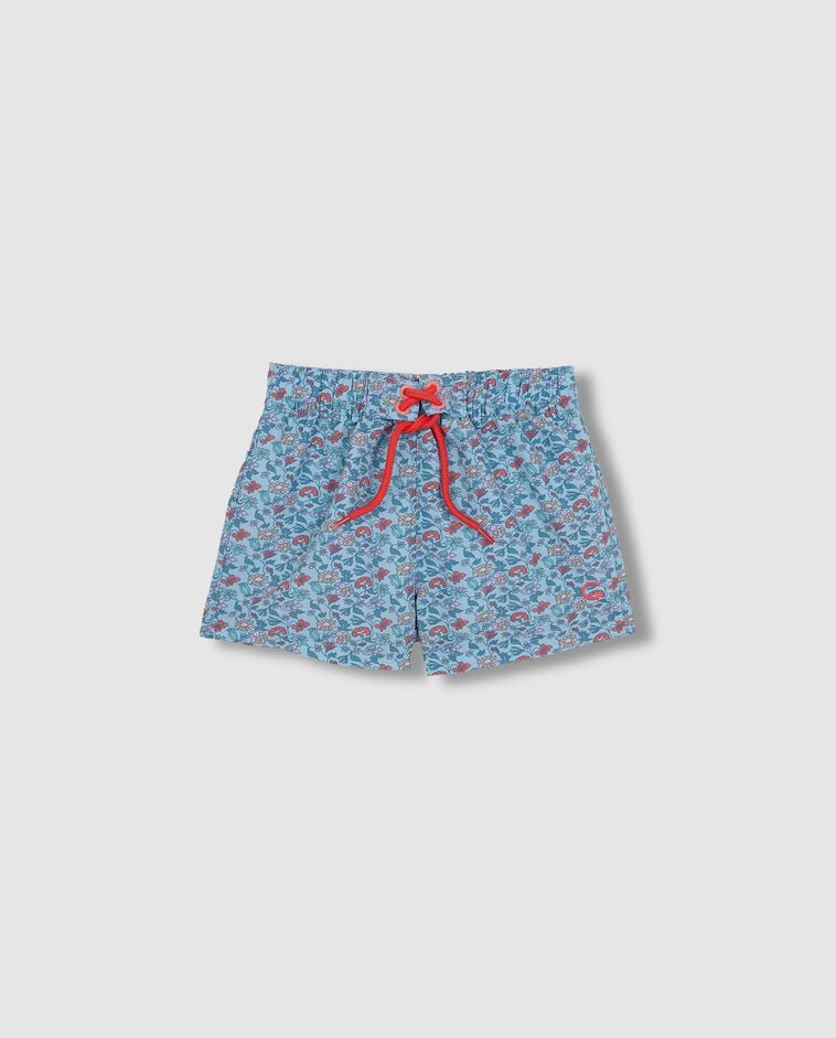 Maillot de bain imprim&eacute; fleuri bleu clair