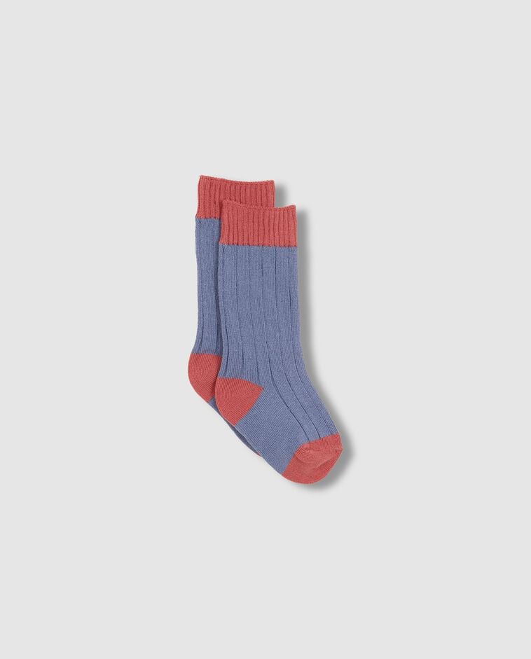 Chaussette basique en c&ocirc;tes &agrave; contraste rose