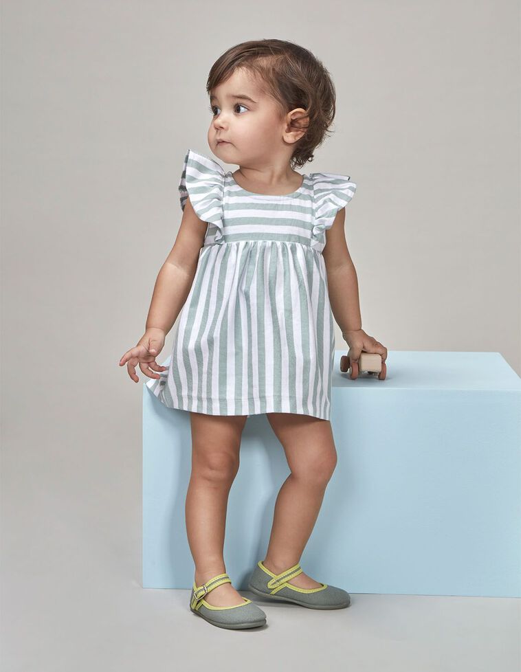 Vestito a righe in maglia verde