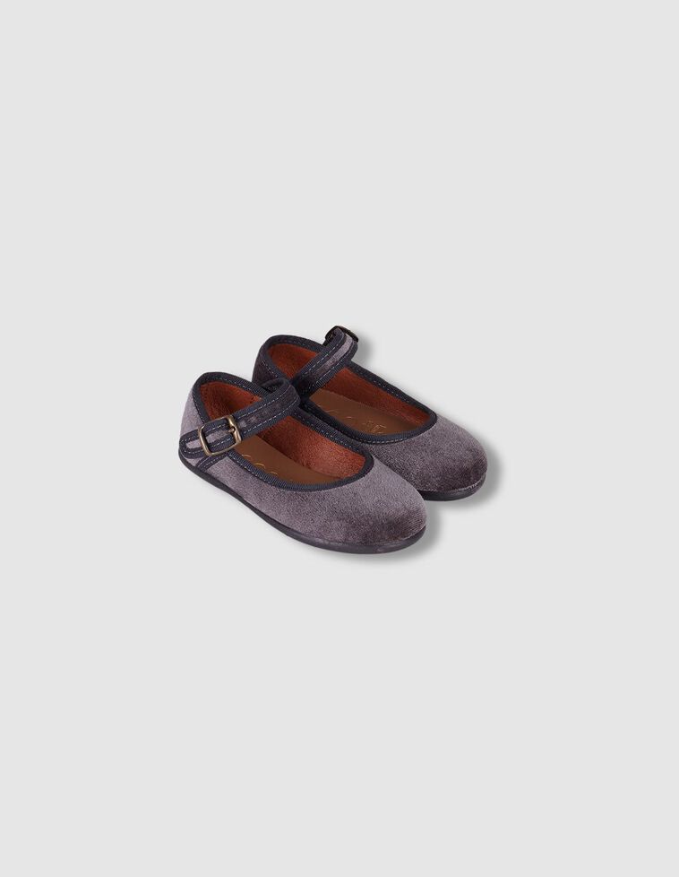 Merceditas en velours gris