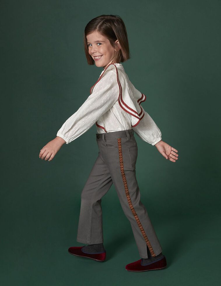 Pantalon évasé grois avec bande latérale