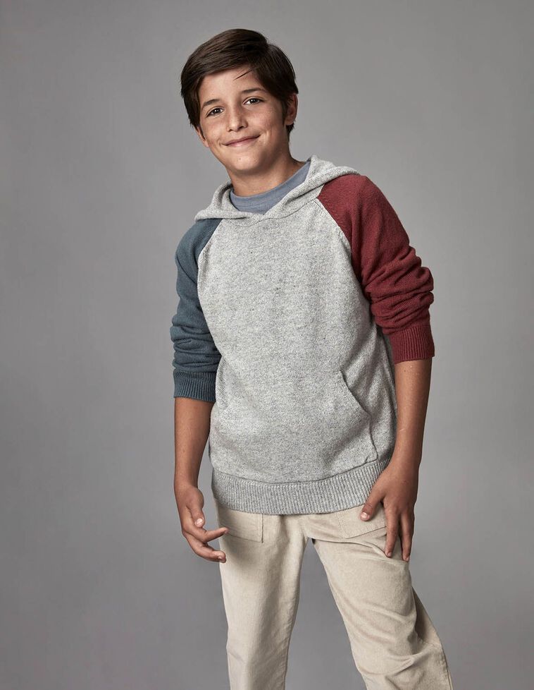 Pull tricolore gris