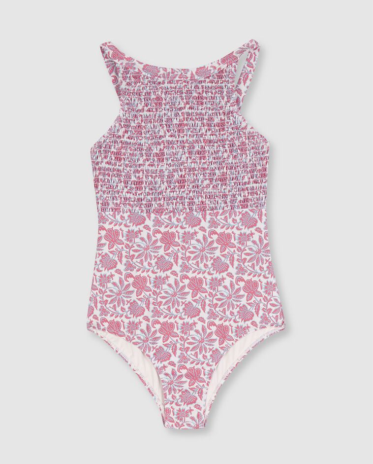 Maillot de bain m&egrave;re imprim&eacute; fleurs indiennes beige clair
