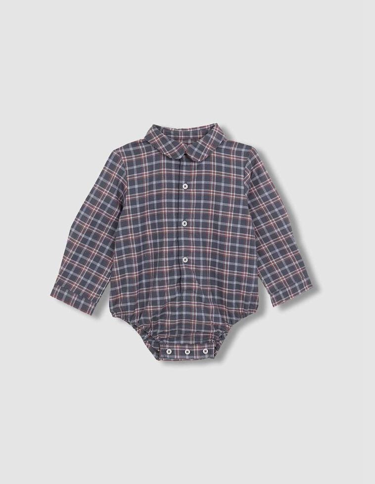 Chemise body bébé à carreaux vert