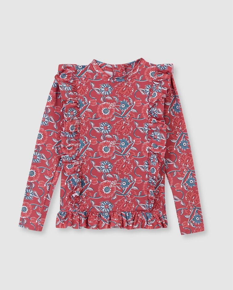 T-shirt de bain avec protection solaire fleurs rose