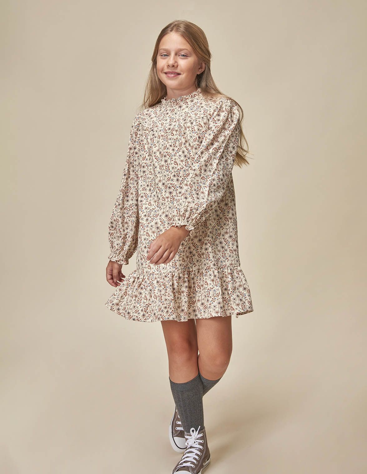 Robe imprimee avec volant sur le bas pour enfant fille Gocco