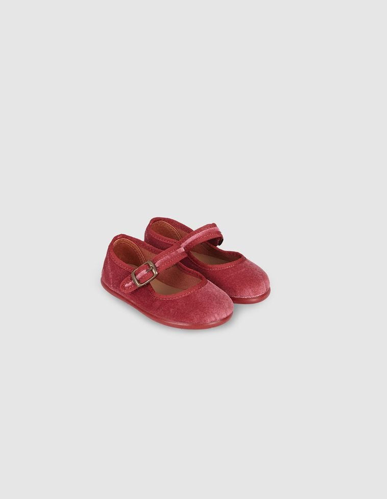 Ballerines en velours rose